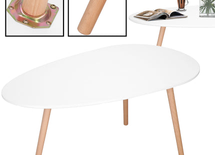 Salontafel - Scandinavische Stijl - Woonkamer - Eetkamer - Driehoekig - Wit - 100x50 cm