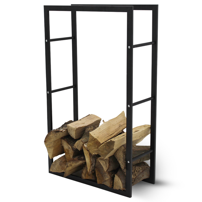 Brandhout Rek -  Opbergniveaus - Haardhout -  Metaal - Zwart - 25 x 60  x 100 Cm