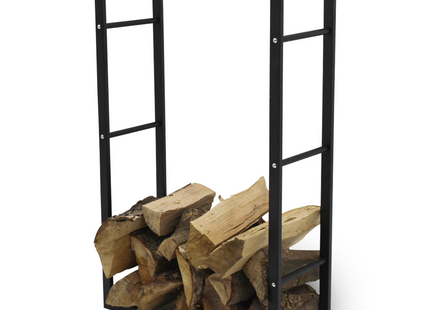 Brandhout Rek -  Opbergniveaus - Haardhout -  Metaal - Zwart - 25 x 60  x 100 Cm