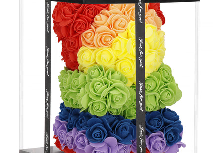 Rozen Beer | Rozenbeer | Rose Bear | Rozen Teddybeer | Liefde | Inclusief Giftbox | Valentijnsdag | Lhbtqia+ | 15.5 x 1 x 25 cm | Rainbow