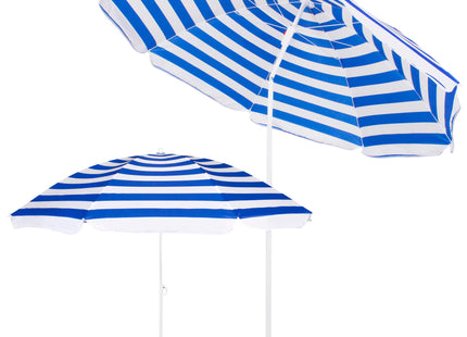 Parasol | Strand Parasol | Parasols | Opvouwbaar | 180 cm | Blauw/Wit