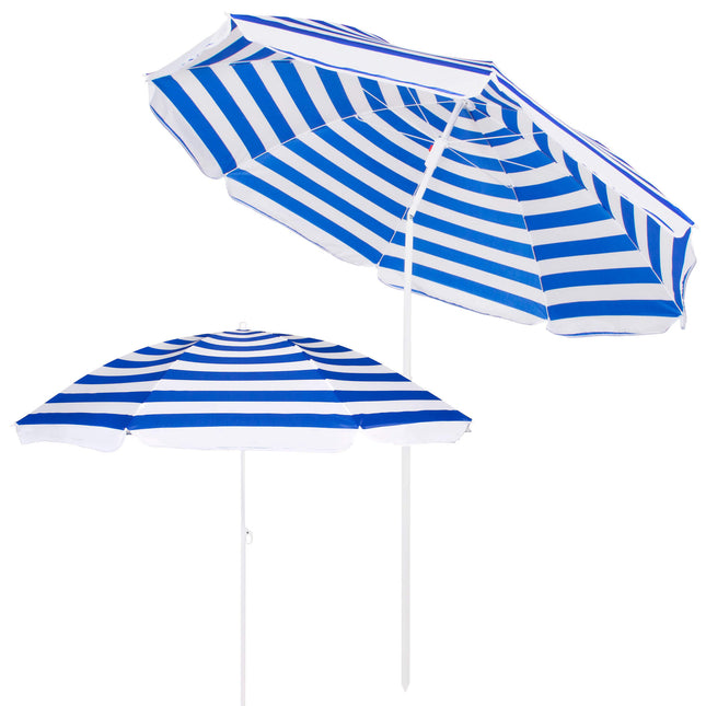 Parasol | Strand Parasol | Parasols | Opvouwbaar | 180 cm | Blauw/Wit