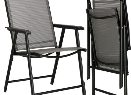 Tuinstoelen | Tuinstoelen | Verstelbare Rugleuning | Inklapbaar | Aluminium & Textileen | 2 Stuks | Zwart/Grijs