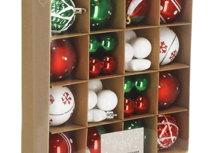 Kerstballen | 42 Stuks | 3/4/5/6 cm | Rood/Groen/Wit