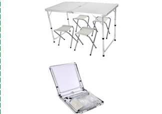 Picknick Tafel Met stoelen - Campingtafel - Campingset - Biertafel - Horeca - Tafel - Stoelen - Opvouwbaar - Wit