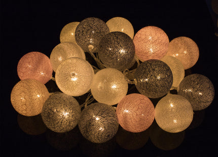 Fairy Lights | 4 m | 20 LED | 20 Bollen | Roze/Grijs