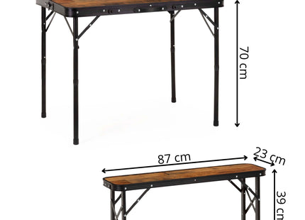 Picknick Tafel Met Bankjes - Campingtafel - Campingset - Biertafel - Horeca -Tafel - Bankjes - Opvouwbaar - Bruin -  90 x 60 x 70 cm