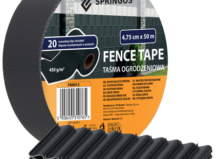 Vlechtband | Privacyfolie | Vlechtband Voor Tuinafsluiting | PVC | 50 m | 450 g/m² | 4,75 Cm | Antraciet