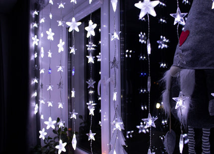 Kerstverlichting Sterrengordijn | Koel Wit/Flitsblauw | 2 m | 180 Led's