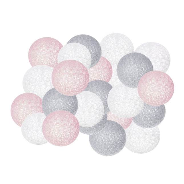 Fairy Lights | 4 m | 20 LED | 20 Bollen | Roze/Grijs