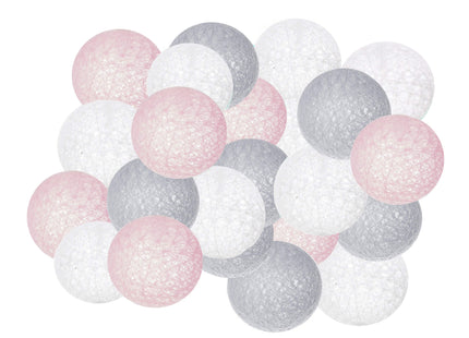Fairy Lights | 4 m | 20 LED | 20 Bollen | Roze/Grijs