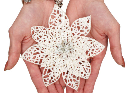 Kerstboomhanger | Met Clip | Ster van Bethlehem | Wit Glitter | 13 Cm