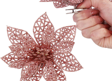 Kerstboomhanger | Met Clip | Ster van Bethlehem | Roze Glitter | 11 Cm
