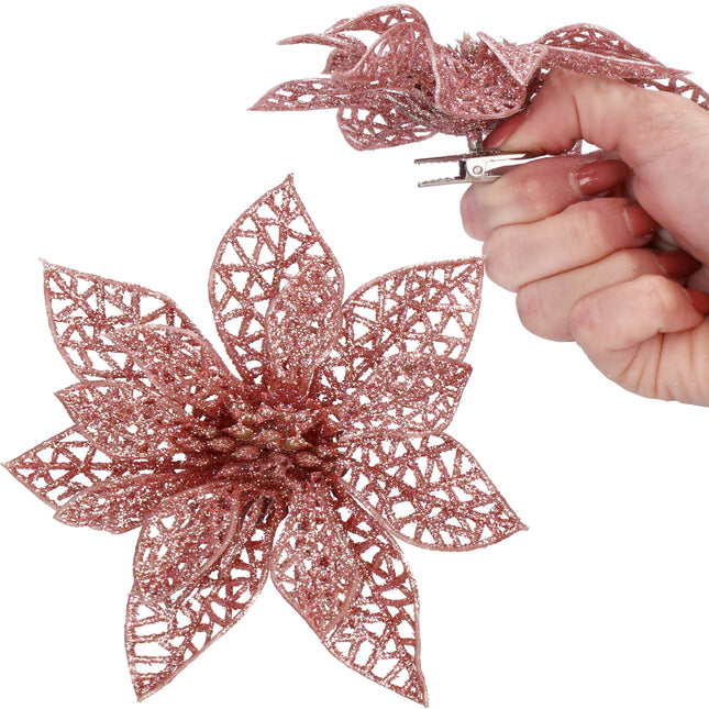 Kerstboomhanger | Met Clip | Ster van Bethlehem | Roze Glitter | 11 Cm