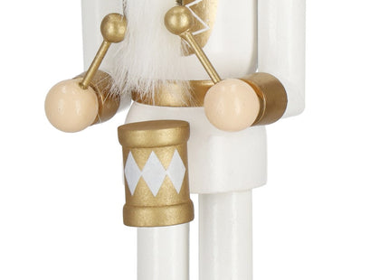 Notenkraker Kerst | Houten Soldaat | Kerstversiering | Goud/Wit | 30,5 cm