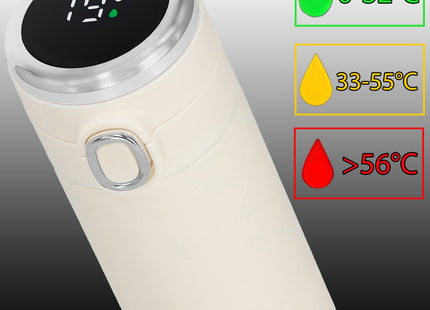 Thermosfles - Thermoskan - LCD- Display - 420 ML - RVS - Creme
