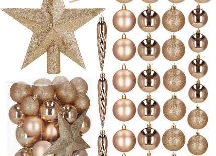 Kerstballen | Mix | 33 Stuks | Rose/Goud