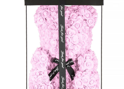 Rozen Beer | Rozenbeer | Rose Bear | Rozen Teddybeer | Liefde | Inclusief Giftbox | 36 x 26 x 26 cm | Roze / Zwart