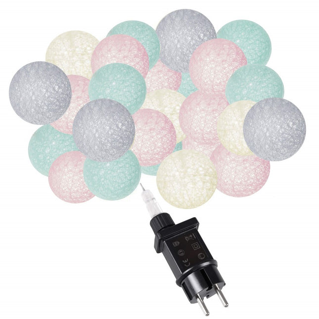 Fairy Lights | 4 m | 20 LED | Grijs/Roze/Crème/Turkoois