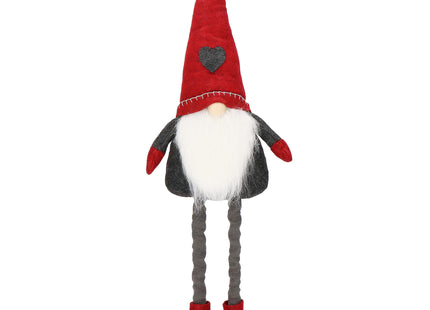 Kerstkabouter - Kerstdwerg - Kerstversiering - Telescopisch - 50-70 cm - Rood/Grijs