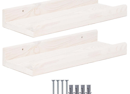 Wandplank - Boekenplank - Ophangbaar - Kruidenplank- Wit- Grenenhout - 10 Kg - 40 cm - 2 Stuks