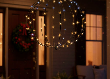 Lichtbol - Kerstversiering - Warm Wit - Witte Flash Optie - Indoor & Outdoor - 160 Led -  65 x 56 x 7 cm - Metaal