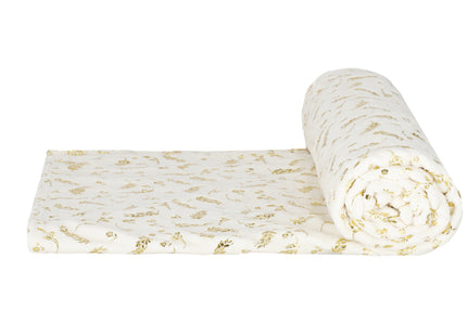 Plaid | Sprei | Deken | 200 x 150 cm | Pluche | Plant | Crème / Goud