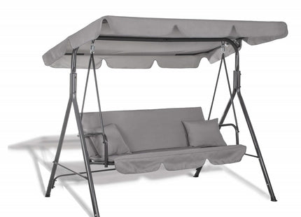 Schommelbank | Luna-Schommel | 3-zits | Waterafstotend | Inclusief 2 Kussens | Verstelbare Luifel | 170 x 110 x 150 cm | Grijs