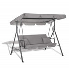 Schommelbank | Luna-Schommel | 3-zits | Waterafstotend | Inclusief 2 Kussens | Verstelbare Luifel | 170 x 110 x 150 cm | Grijs