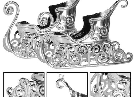 Kerstboomhanger | Slee | Zilver | 2 Stuks | 11.5 cm