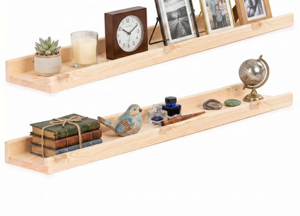Wandplank - Boekenplank - Ophangbaar - Kruidenplank- Naturel - Grenenhout - 10 Kg - 90 cm - 2 Stuks