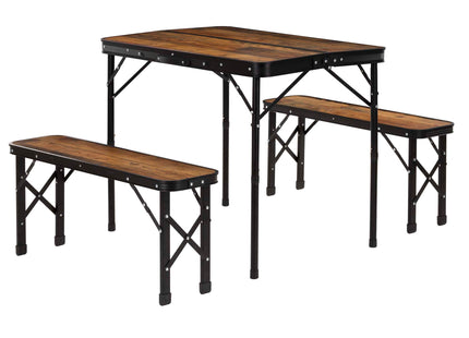Picknick Tafel Met Bankjes - Campingtafel - Campingset - Biertafel - Horeca -Tafel - Bankjes - Opvouwbaar - Bruin -  90 x 60 x 70 cm