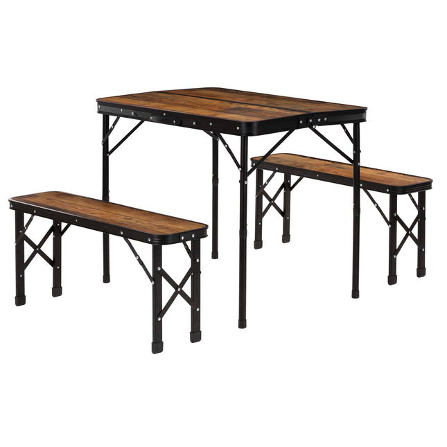 Picknick Tafel Met Bankjes - Campingtafel - Campingset - Biertafel - Horeca -Tafel - Bankjes - Opvouwbaar - Bruin -  90 x 60 x 70 cm