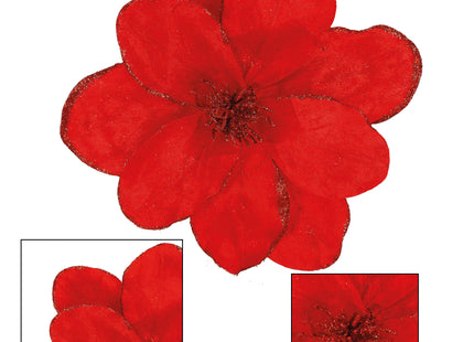 Kunstbloem - Kunststof - Rood - Glitters