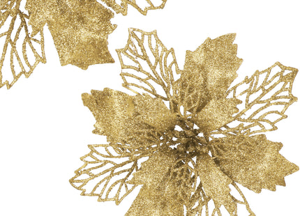 Kunstbloem - Ster van Bethlehem - Goud - Glitters