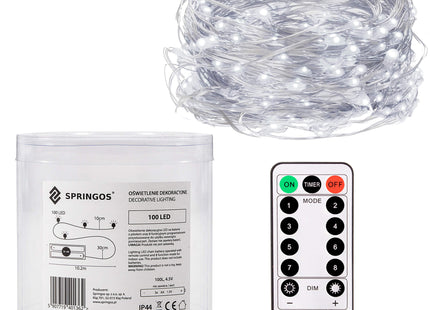 Kerstboomverlichting -  100 LED - Afstandbediening - Koud Wit