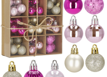Kerstballen | 54 Stuks | 3 cm | Roze/Goud