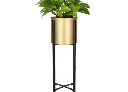 Staande Plantenbakken | Plantenbak | Bloempothouder | Set Van 2 | Metaal | Goud/Zwart