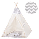 Tipi Tent | Wigwam Speeltent | 120x100x180 cm | Met Mat en Kussens | Naturel Grijs | Golven