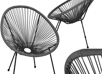 Tuinstoel - Draad - Rotan - Grijs  - 87 x 70 x 73 CM