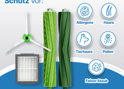 SQOON® Serviceset XL geschikt voor iRobot Roomba i3, i3+, i7, i7+, i4, i6, i6+, i8, i8+, E5, E6, E7, (niet j7 , j7+) - Perfect voor grondige reiniging en eenvoudig zelf te installeren