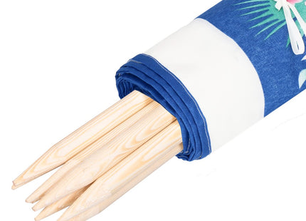 Strand Windscherm Met Stokken | Windscherm Strand | Windscherm Camping | 6 Meter | Flamingo | Blauw/Wit gestreept