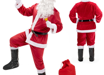 Kerstman Kostuum | Kerstman Pak | Verkleedkleding | 11-Delig | Rood/Wit/Zwart | Unisex