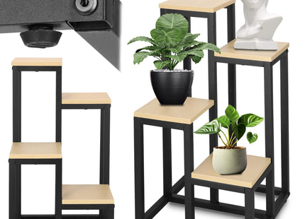 Plantenrek | Plantenstandaard | Plantentrap | 4 Niveaus | Hout | Zwart