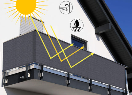 Balkonscherm - Privacyscherm - Hoge Kwaliteit - Waterbestendig - UV-bescherming - 0.9x5 m - 95% -Antraciet - PVC