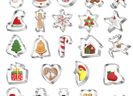 Koekjesvormen - Uitsteekvorm - Kerstkoekjes - RVS - 24 - stuks