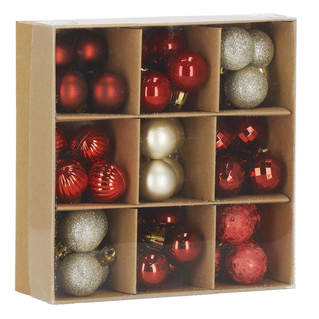 Kerstballen | 54 Stuks | 3 cm | Rood/Goud