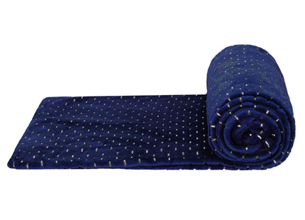 Plaid | Sprei | Deken | 220 x 200 cm | Pluche | Blauw/ Zilver