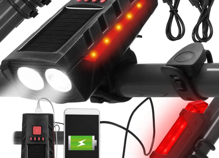 Fietsverlichting - Set Van 2 - Zonne - Energie - USB - Oplaadbaar