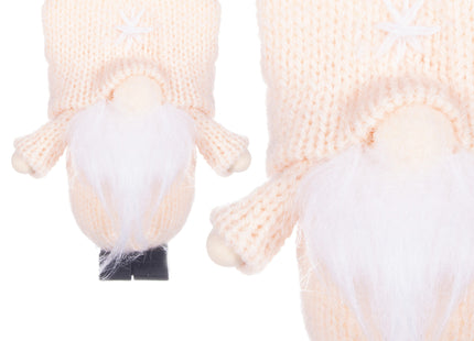 Kerstkabouter -  Kersthanger - Kerstdwerg - Kerstversiering - Crème - 8 cm